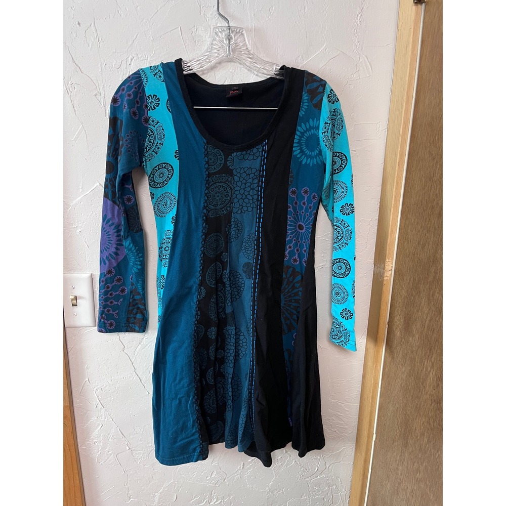 Aller Simplement Patchwork Print Long Sleeve Dress Women's Size S‎